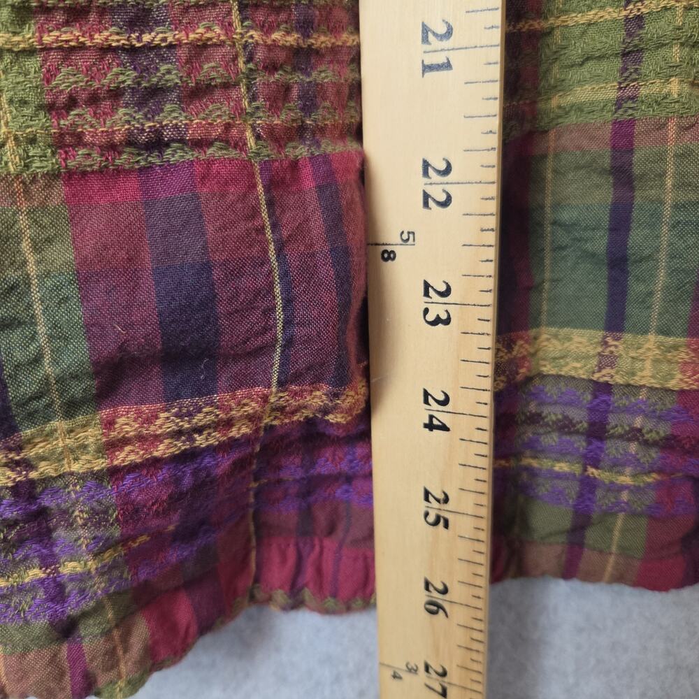 Habitat Forest Windowpane Plaid LS Button Up Jacquard Shirt Women's Lrg Stretch - Picture 8 of 12